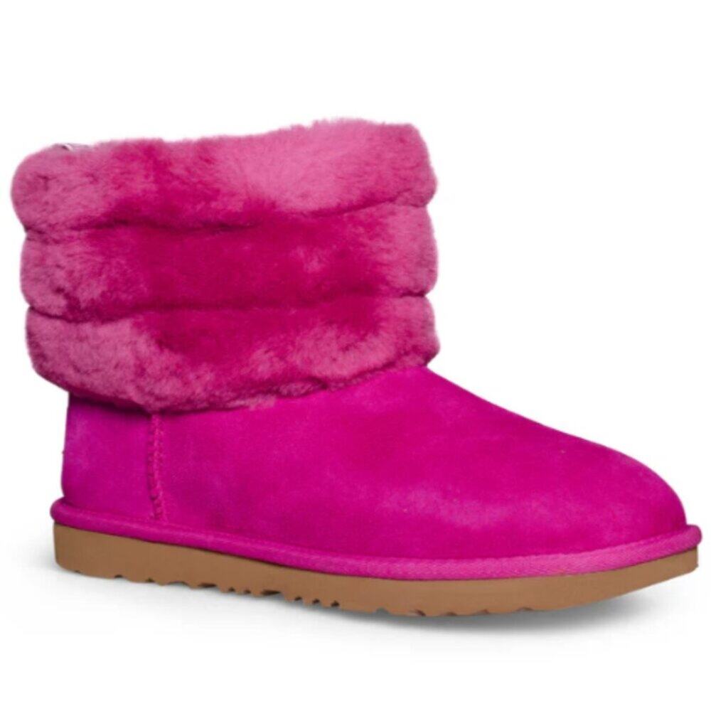 UGG Kid's Fluff Mini Quilted Boots in Fuchsia / Pink